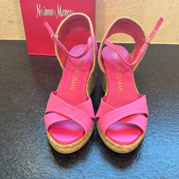 NWOT Stuart Weitzman Fuchsia Wedge Sandals - Picture 2 of 4